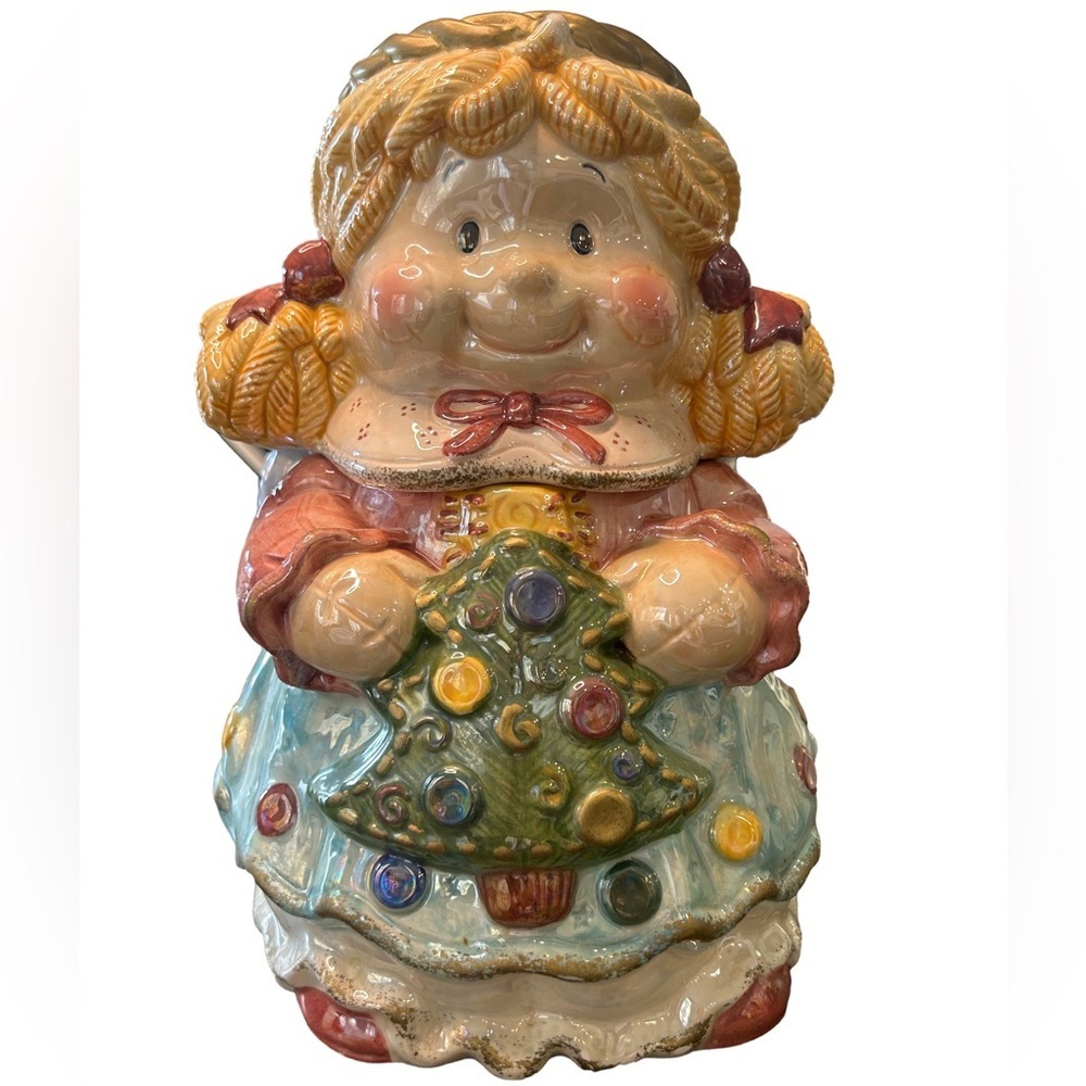 VTG 90s Ceramic Christmas angel cookie jar cottagecore whimsical nostalgic EUC